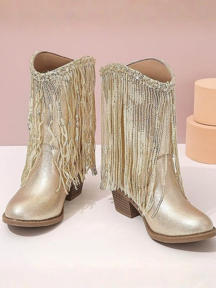 Golden Girl Rodeo Fringe Cowboy Boots By Liv and Mia Mia Belle Girls