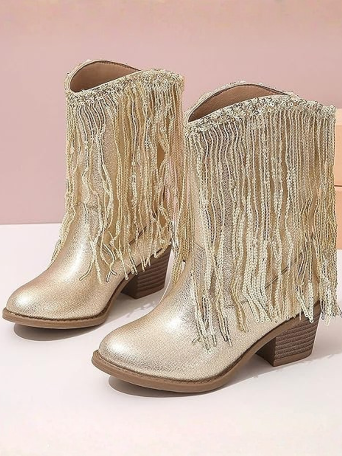 Golden Girl Rodeo Fringe Cowboy Boots By Liv and Mia Mia Belle Girls