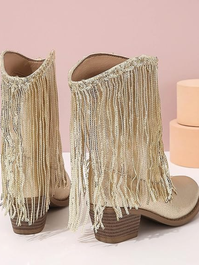 Golden Girl Rodeo Fringe Cowboy Boots By Liv and Mia Mia Belle Girls