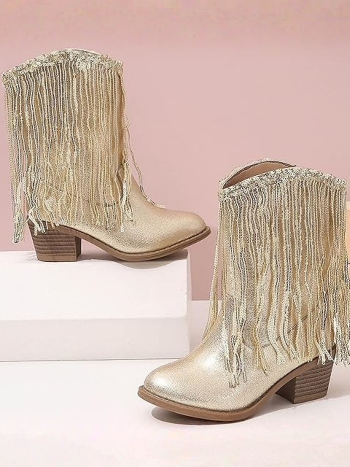 Golden Girl Rodeo Fringe Cowboy Boots By Liv and Mia Mia Belle Girls