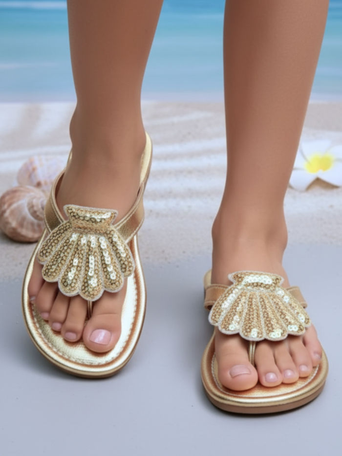 Golden Seashell Sparkle Sandals