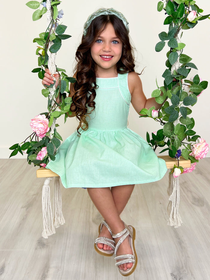 Green Glam Microdot Dress by Kids Couture Mia Belle Girls
