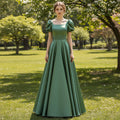 Green Junior & Senior Prom Gowns with Short Sleeves - Rosymae