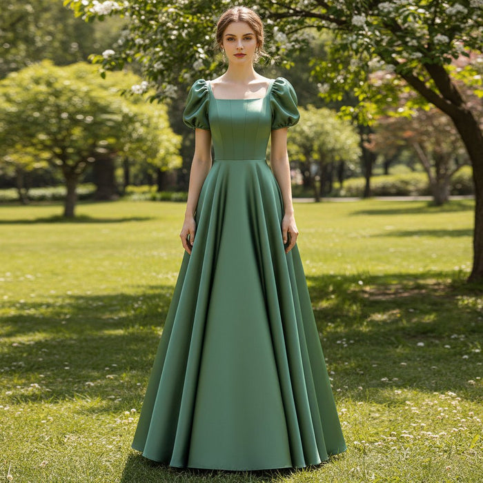 Green Junior & Senior Prom Gowns with Short Sleeves - Rosymae