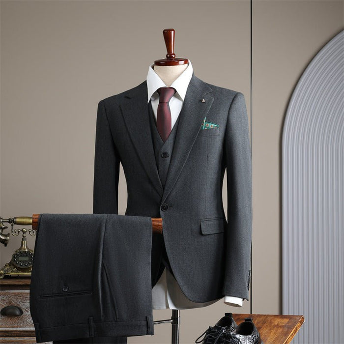 Groom's Wedding Suit Slim Fit Business Coat Trousers Vest Suit - Rosymae