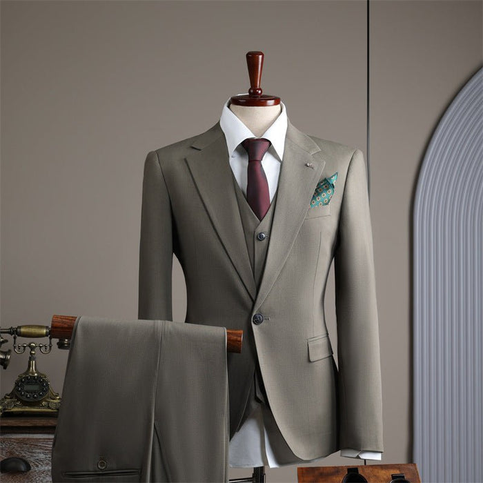 Groom's Wedding Suit Slim Fit Business Coat Trousers Vest Suit - Rosymae