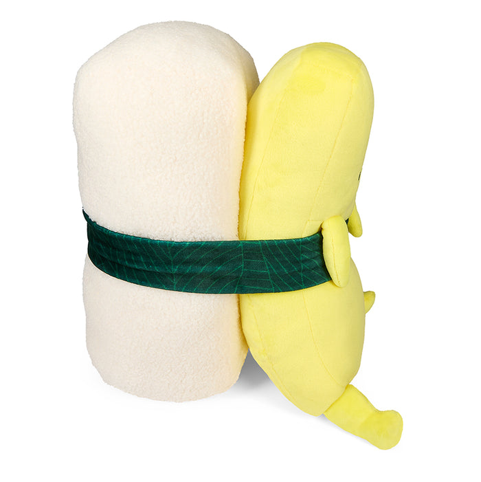 Gudetama™ Tamago sushi plush by Kidrobot, 10-inch soft plush toy featuring the Sanrio character as a cute sushi egg.