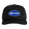 Black cap with James Marriott logo on front.