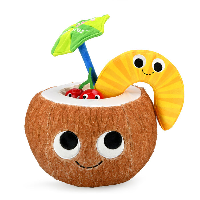 Kidrobot Happy Hour Camile Piña Colada plush toy, soft interactive plush with colorful pineapple design and fun details.