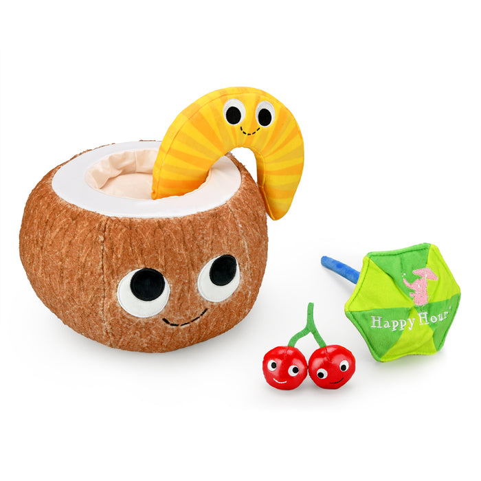 Kidrobot Happy Hour Camile Piña Colada interactive plush toy with vibrant colors and soft fabric, perfect for cuddling and play.