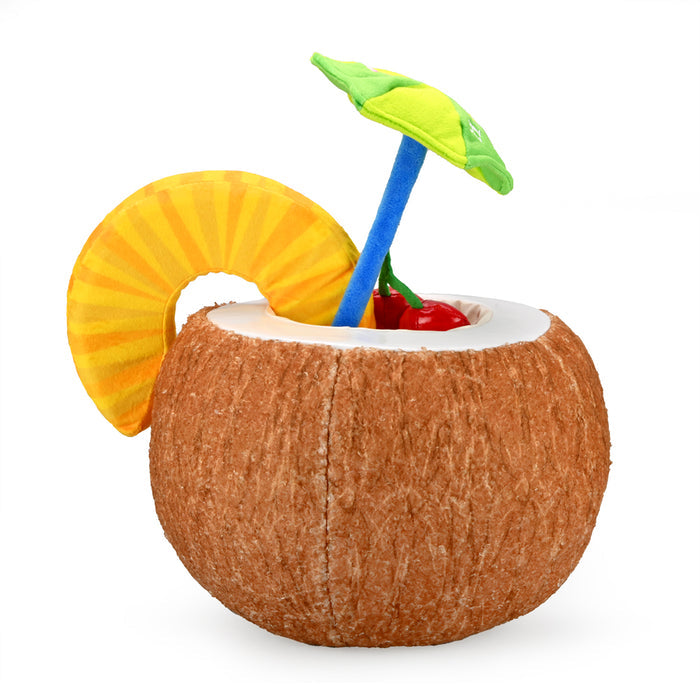 Kidrobot Happy Hour Camile Piña Colada plush toy, soft interactive plush in tropical drink design by Kidrobot Happy Hour