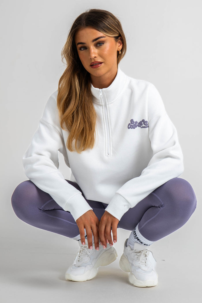 Hatherley Half-Zip Sweatshirt & Leggings Set - Cream/Lavender