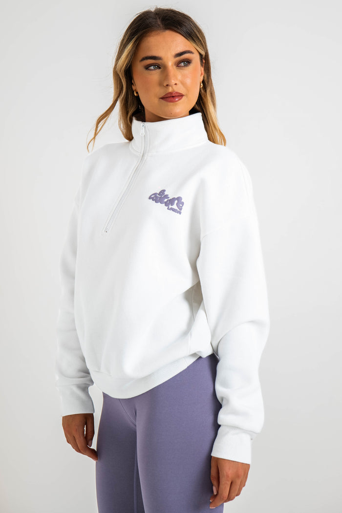 Hatherley Half-Zip Sweatshirt & Leggings Set - Cream/Lavender