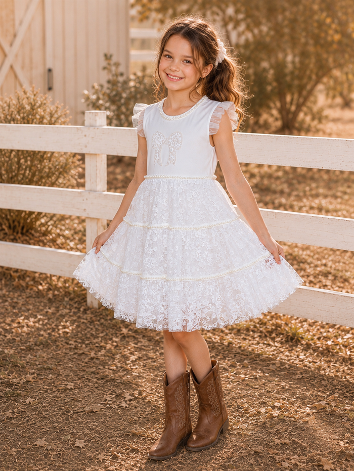 Heirloom Lace Pearl Bow Dress