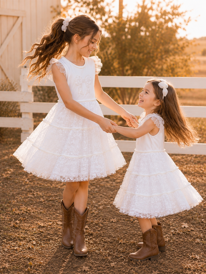 Heirloom Lace Pearl Bow Dress