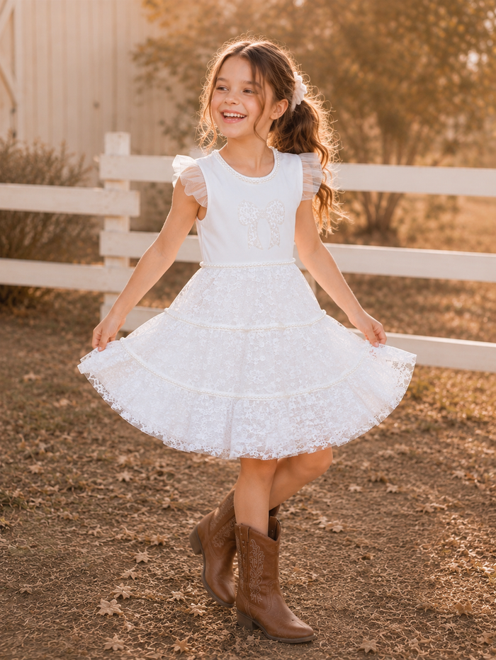 Heirloom Lace Pearl Bow Dress
