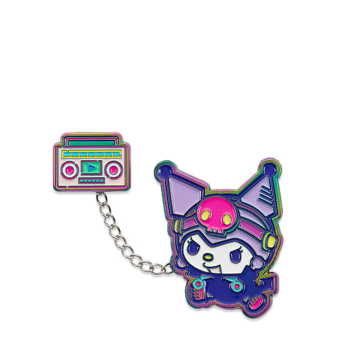 Sanrio Hello Kitty and Friends Arcade pixel enamel pin set featuring four colorful, detailed character pins from the collectible series