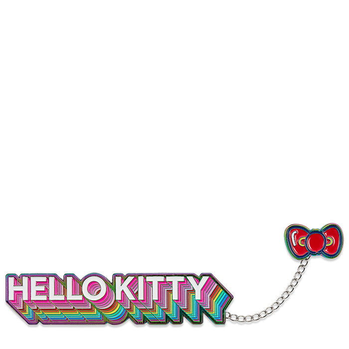 Set of six Hello Kitty and Friends arcade-themed enamel pins by Sanrio, featuring colorful pixel art designs.