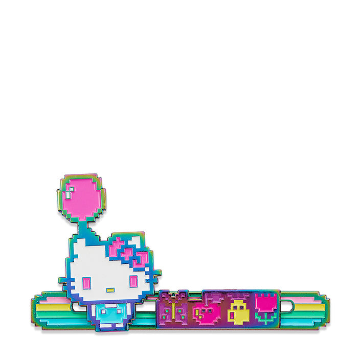 Hello Kitty and Friends arcade-themed enamel pin set by Sanrio, featuring colorful pixel art designs from the series.