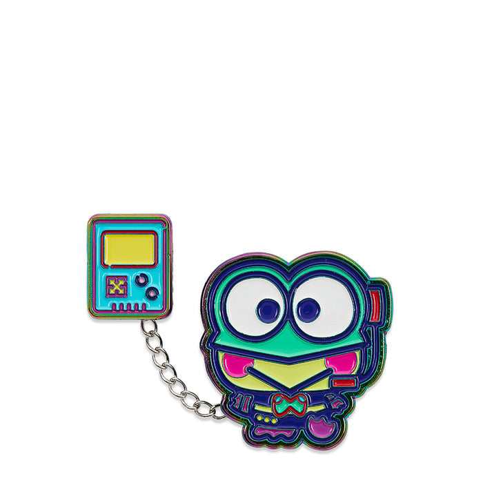 Set of 8 Hello Kitty® and Friends arcade-themed enamel pins by Sanrio, featuring colorful pixel art designs.