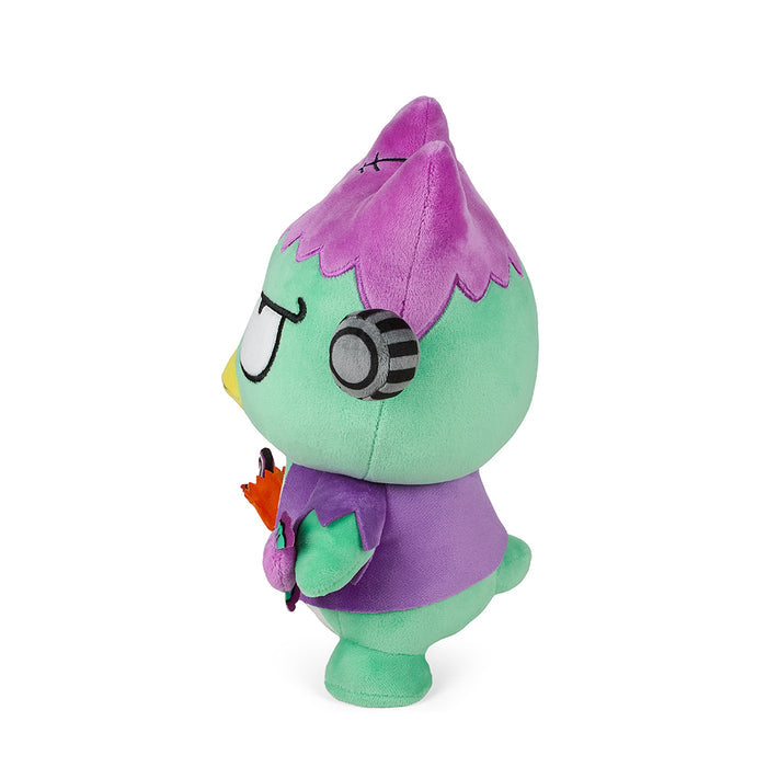 Sanrio Hello Kitty and Badtz-Maru Frankenstein 13-inch plush toy from Kidrobot, featuring Halloween-themed character design.