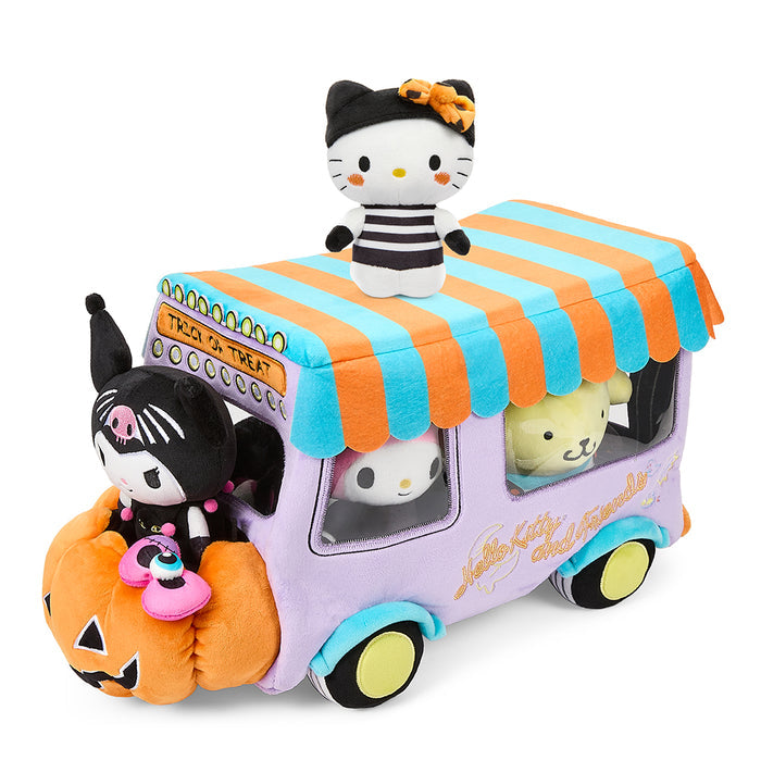 Hello Kitty and Friends Halloween Food Truck plush set by Sanrio, featuring colorful plush characters and a festive food truck design.