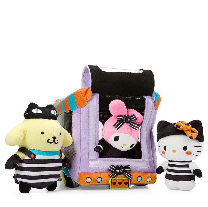 Hello Kitty and Friends Halloween Food Truck plush set by Sanrio, featuring colorful plush characters and a festive food truck design.
