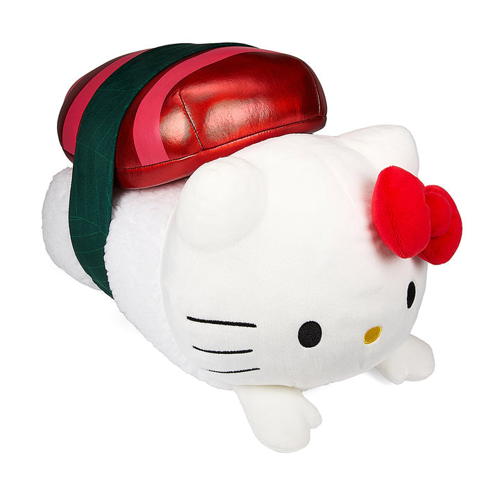 Sanrio Hello Kitty plush toy resembling nigiri sushi, 10-inch soft plush from Hello Kitty and Friends collection.
