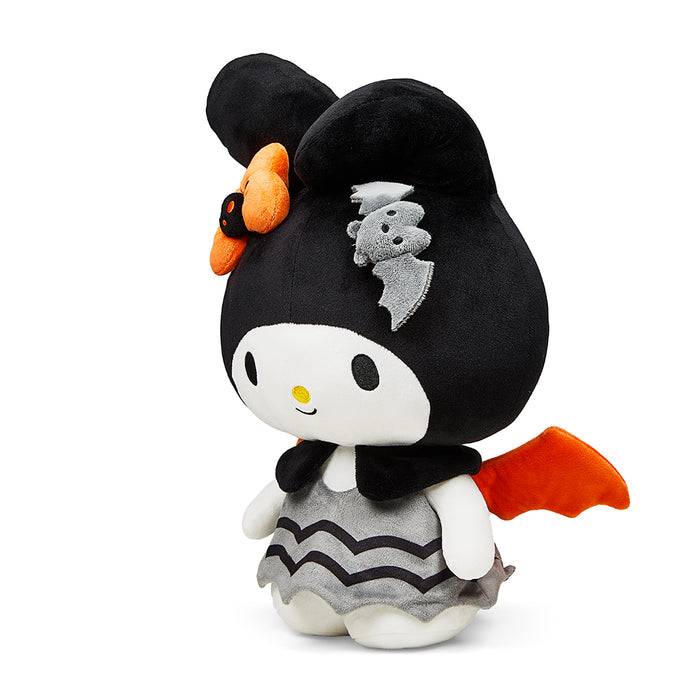 Sanrio Hello Kitty and My Melody Bat 13-inch plush by Kidrobot, featuring cute Halloween bat costume and soft fabric.