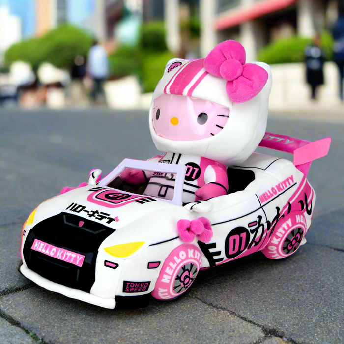 Sanrio Hello Kitty 13-inch plush featuring Tokyo Speed Racer design, soft and cuddly toy from the Hello Kitty and Friends collection.