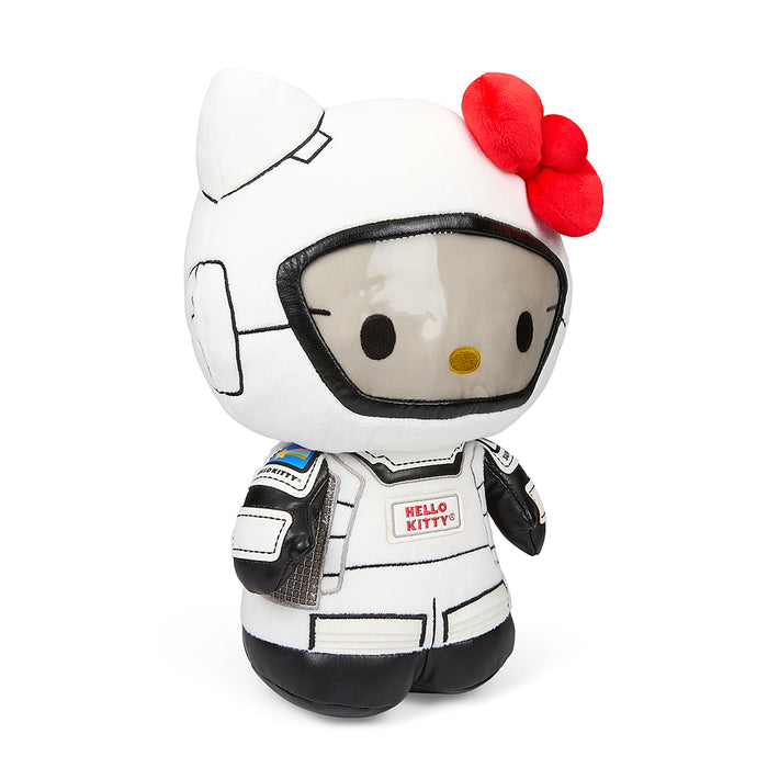 Sanrio Hello Kitty astronaut plush by Kidrobot, white 13-inch soft plush toy featuring Hello Kitty in astronaut costume.