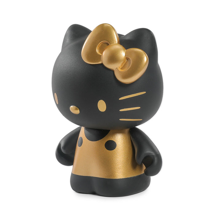 Sanrio Hello Kitty black and gold 3-inch vinyl art figure, limited edition of 600, showcasing detailed design and collectible appeal.