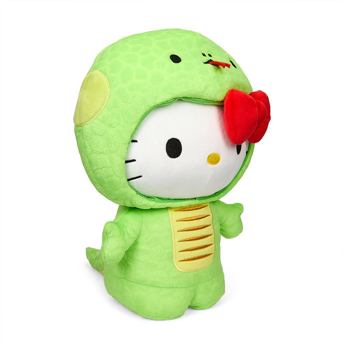 Sanrio Hello Kitty Chinese Zodiac Year of the Snake 13-inch plush toy with pink bow and detailed snake design.