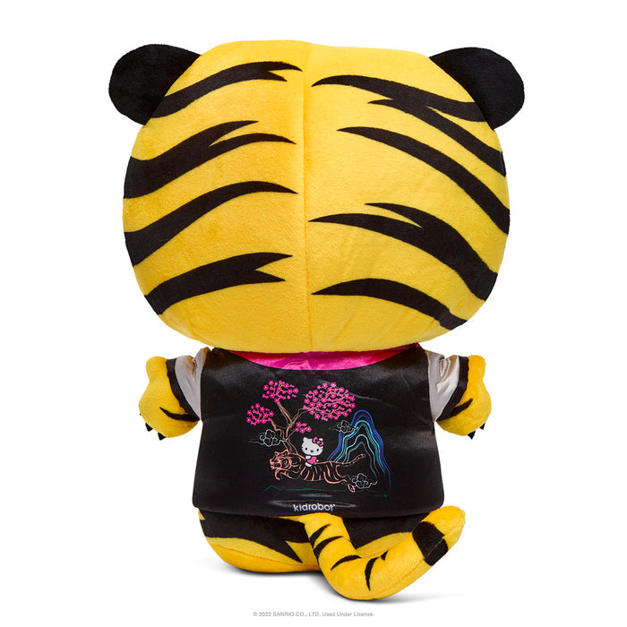 Sanrio Hello Kitty Chinese Zodiac Year of the Tiger 13-inch plush in black and cream, featuring cute tiger details.