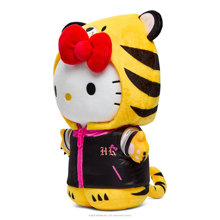 Sanrio Hello Kitty Chinese Zodiac Year of the Tiger 13-inch plush in black and cream edition, soft and cuddly toy.