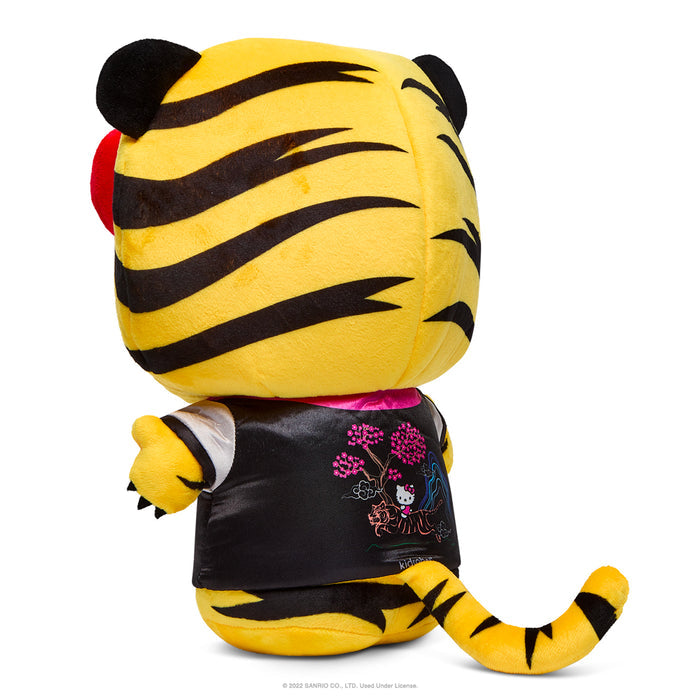 Sanrio Hello Kitty Chinese Zodiac Year of the Tiger 13-inch plush in black and cream, featuring a soft, cuddly design.