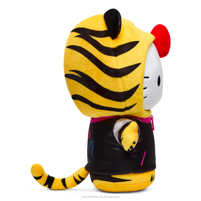 Sanrio Hello Kitty Chinese Zodiac Year of the Tiger 13-inch plush in black and cream, featuring a cute tiger design.