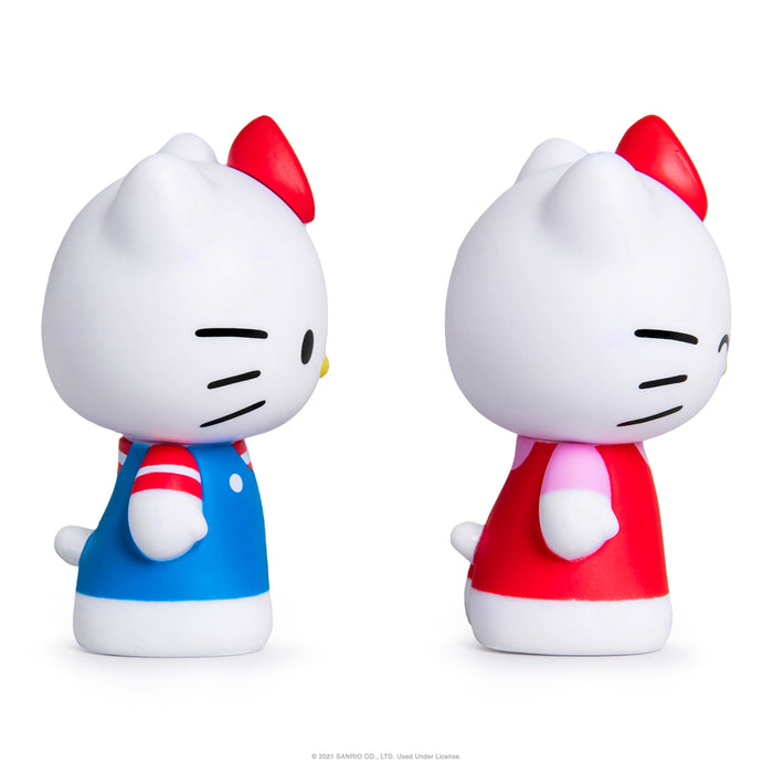 Two Sanrio Hello Kitty mini figures from the Kidrobot Classic 2-Pack Set, vinyl collectible figures on a plain background.