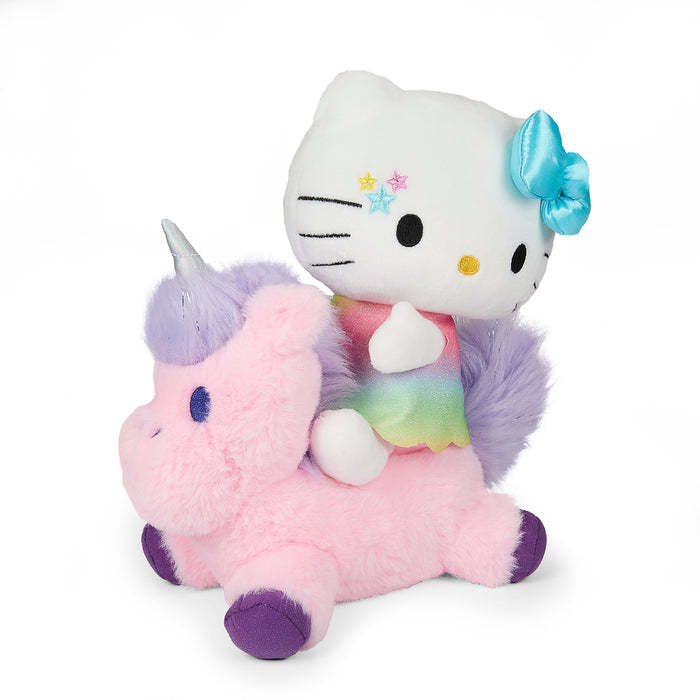 Sanrio Hello Kitty riding a 13-inch plush unicorn, soft and colorful, perfect for cuddling and display.