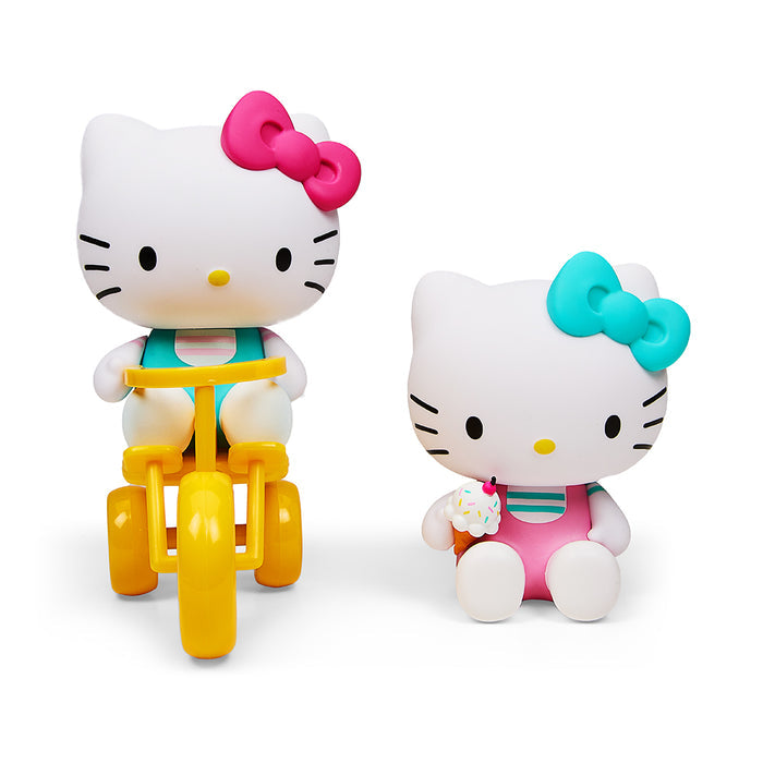 Hello Kitty vinyl art figures set featuring a tricycle and ice cream play theme by Kidrobot, Sanrio 4.5-inch collectible toy set