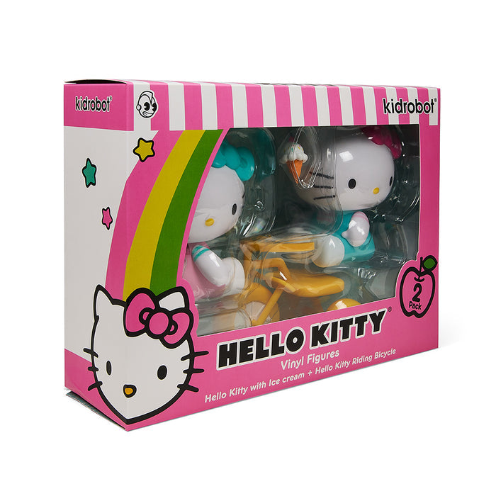 Sanrio Hello Kitty vinyl art figure 2-pack featuring a tricycle and ice cream play theme by Kidrobot