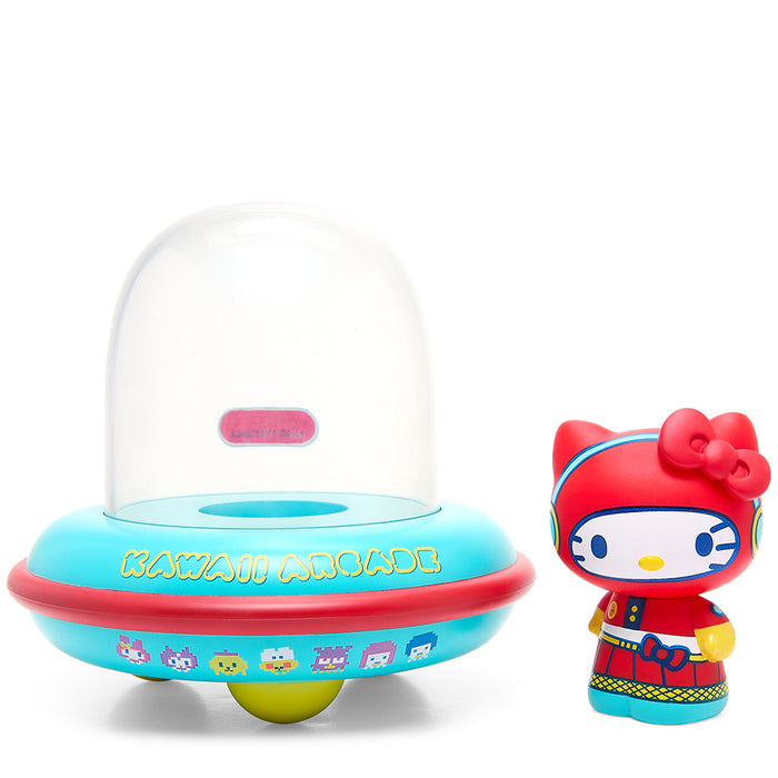 Hello Kitty UFO Arcade Gamer vinyl art figure by Sanrio, 5-inch collectible vinyl figure featuring Hello Kitty in arcade-themed design.