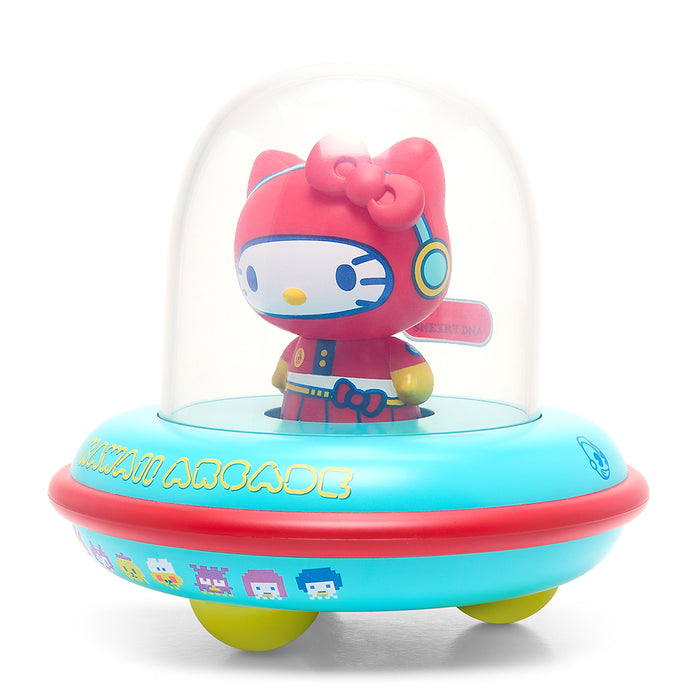 Hello Kitty UFO Arcade Gamer vinyl figure by Sanrio, 5-inch art figure with colorful arcade-themed design and Hello Kitty character.