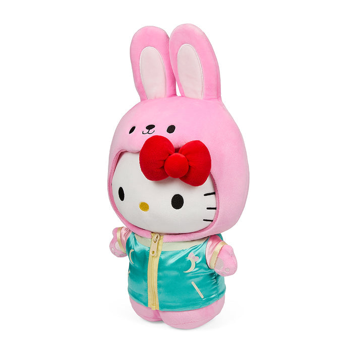 Sanrio Hello Kitty Year of the Rabbit 13-inch plush with satin jacket, limited edition soft toy featuring cute rabbit design.