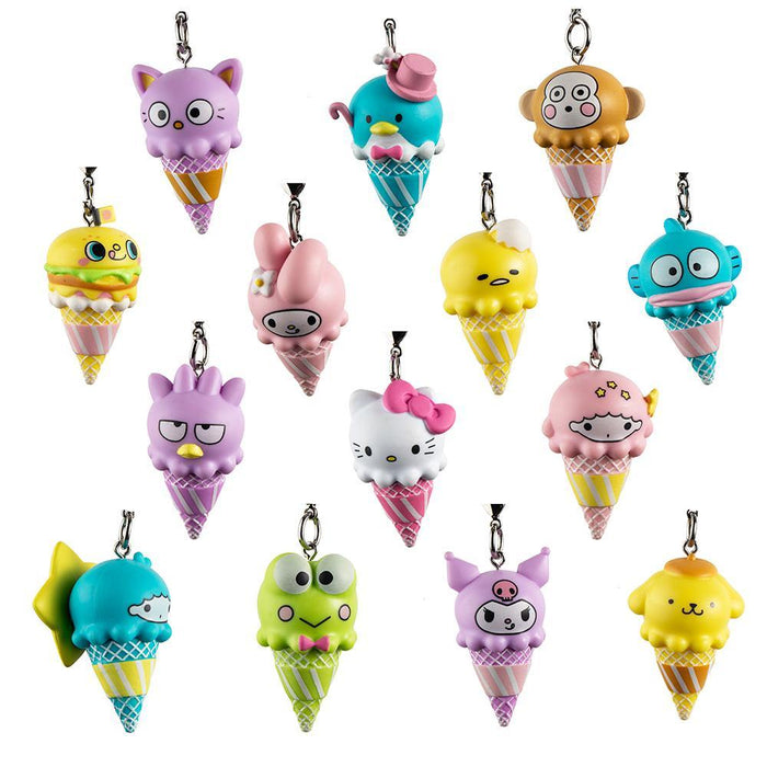 Sanrio Hello Ice Cream Cone Keychain by Kidrobot, vinyl keychain featuring a cute ice cream cone design, single boxed.