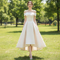 Hi-Lo Straight Neckline Satin Cocktail Dresses for Party - Rosymae