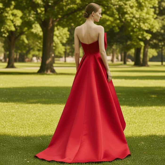 High Low Satin Formal Prom Party Dress Wedding Guest Gown - Rosymae