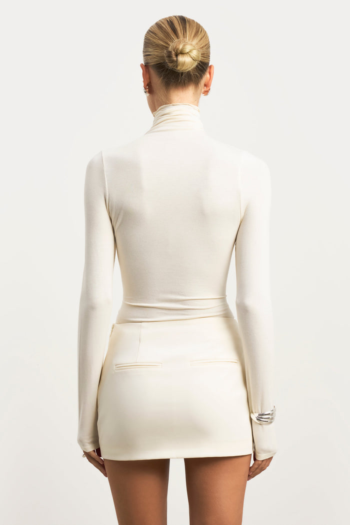 High Neck Longsleeve Top - Cream