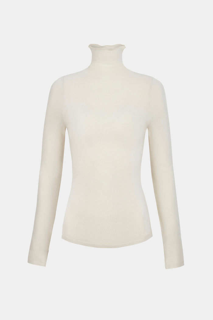 High Neck Longsleeve Top - Cream