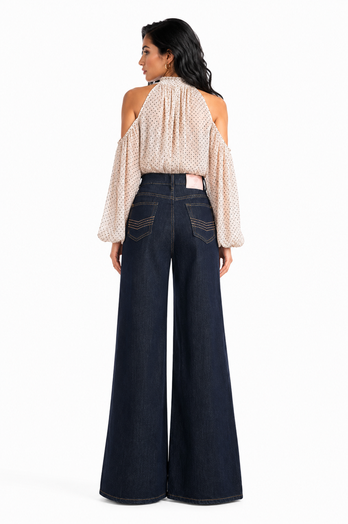 High-Waist Wide-Leg Denim Pants – VIVIEN